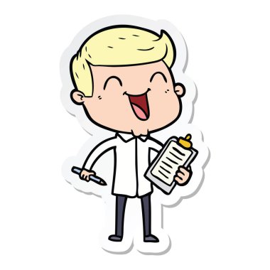 etiket karikatür mutlu bir adamın