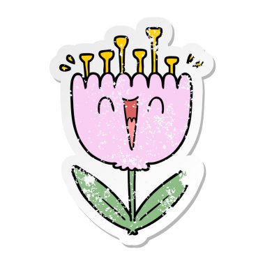 bir karikatür mutlu çiçek sıkıntılı etiket