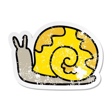 ilginç bir el sıkıntılı etiket karikatür salyangoz çizilmiş