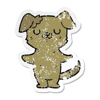 bir karikatür köpek yavrusu sıkıntılı etiket