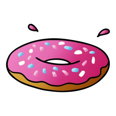 elle çizilmiş degrade çizgi film doodle bir buzlu yüzük donut