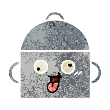 Retro illüstrasyon stil karikatür bir pişirme tencere