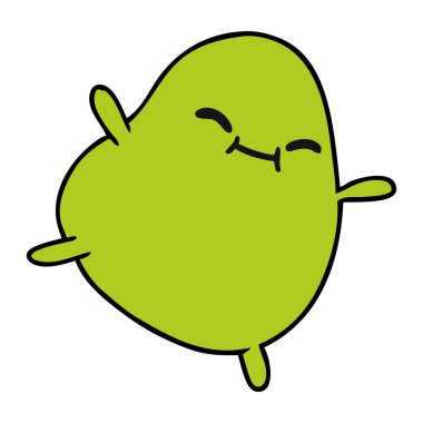 şirin bir atlama fasulye serbest çizilmiş karikatür