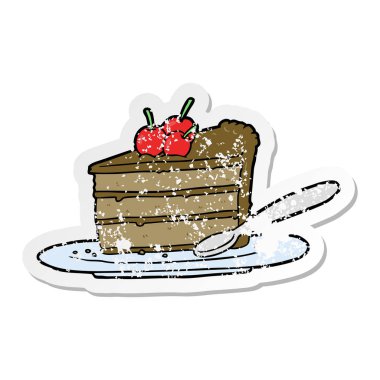 bir karikatür çikolatalı pasta sıkıntılı etiket