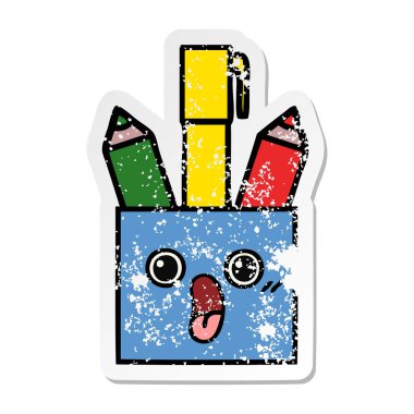 bir sevimli çizgi kalem tencere sıkıntılı etiket