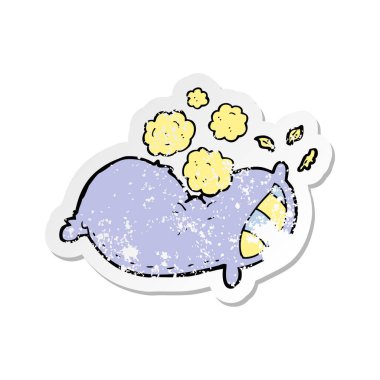 Retro sıkıntılı etiket bir karikatür yastık