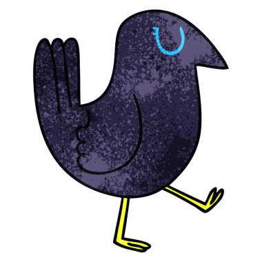 el çekilmiş ilginç karikatür karga