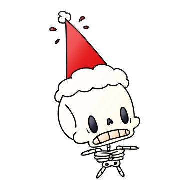 Noel degrade çizgi film kawaii iskeletin el çekilmiş