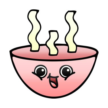 bir kase sıcak çorba degrade gölgeli karikatür