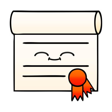 Degrade gölgeli karikatür sertifika