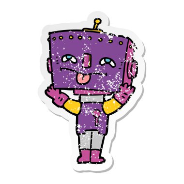 bir çizgi film robot sıkıntılı etiket