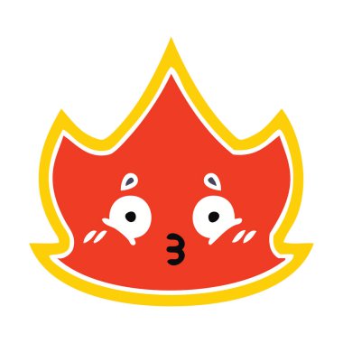 düz renk retro karikatür bir ateş