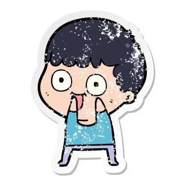 dik bir çizgi film adamın sıkıntılı etiket