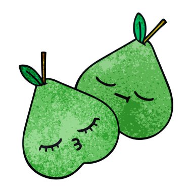 Retro grunge doku karikatür yeşil armut