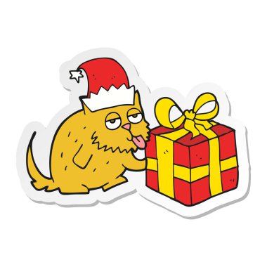 etiket hediye ile bir karikatür kedi