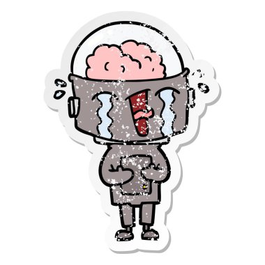 robot ağlıyor bir karikatür sıkıntılı etiket