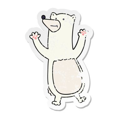 ilginç bir el sıkıntılı etiket karikatür kutup ayısı çizilmiş