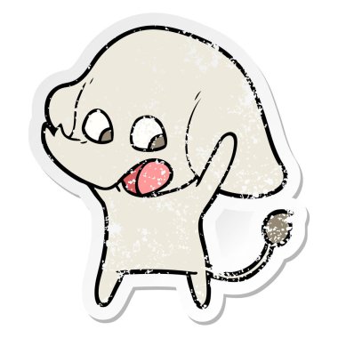 sevimli çizgi fil sıkıntılı etiket