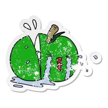 bir çizgi film elma ağlama sıkıntılı etiket