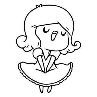 bir şirin şarkı kawaii kız çizgi çizme çizimi