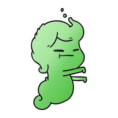 kawaii korkunç hayalet serbest el çekilmiş degrade çizgi film