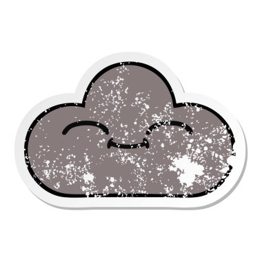 sevimli çizgi fırtına bulutu sıkıntılı etiket