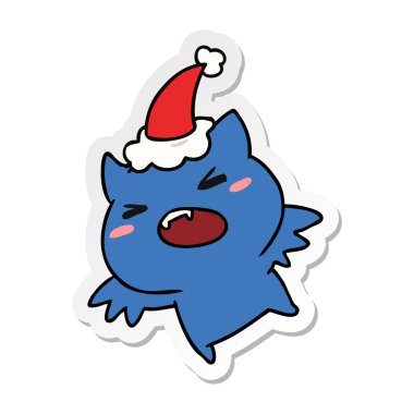 Noel etiket karikatür kawaii yarasa el çekilmiş