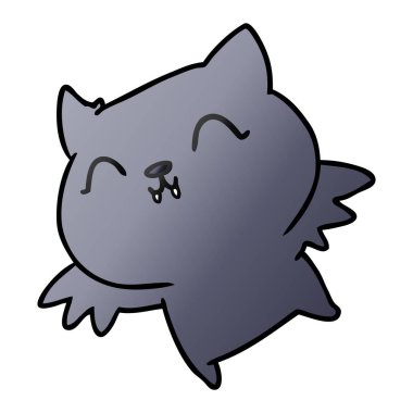 şirin kawaii yarasa serbest el çekilmiş degrade çizgi film