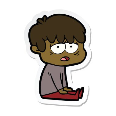 bir çizgi film yorgun çocuk etiket