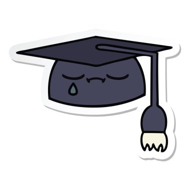 etiket sevimli çizgi mezuniyet şapka