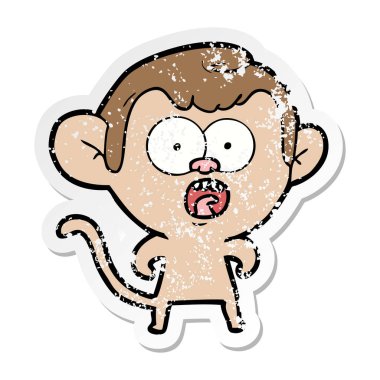 bir çizgi film şok maymunun sıkıntılı etiket