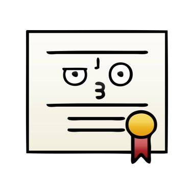 Degrade gölgeli karikatür Mezuniyet Diploması