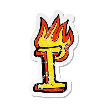 bir çizgi film yanan mektup Retro sıkıntılı etiket