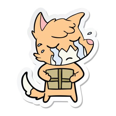 parsel ile ağlayan bir tilki çizgi film etiketi