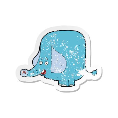 bir karikatür komik fil Retro sıkıntılı etiket