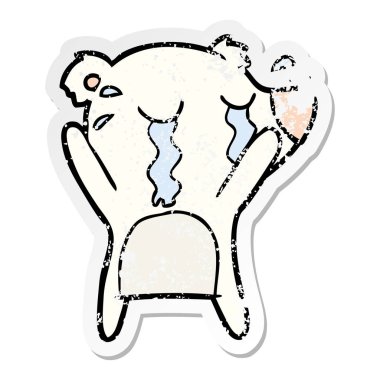 Kutup ayısı ağlıyor bir karikatür sıkıntılı etiket