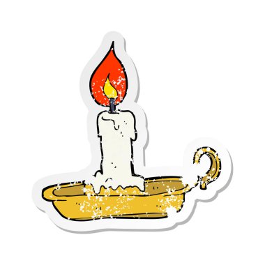 bir çizgi film eski şamdan Retro sıkıntılı etiket