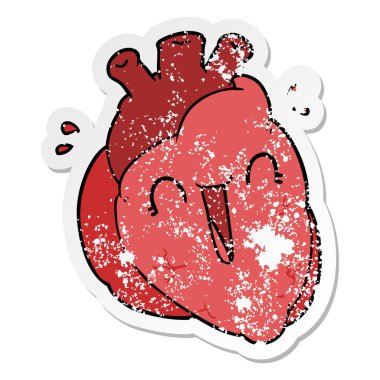 bir çizgi film kalp gülen sıkıntılı etiket