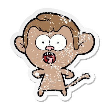 bir çizgi film şok maymunun sıkıntılı etiket