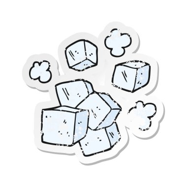 bir çizgi film buz küpleri sıkıntılı etiket