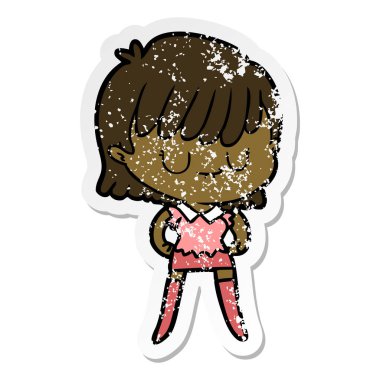 bir çizgi film kadının sıkıntılı etiket