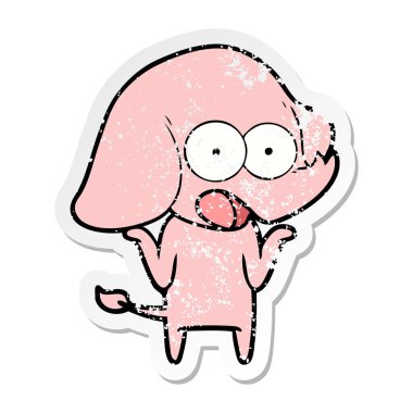 sevimli çizgi fil sıkıntılı etiket