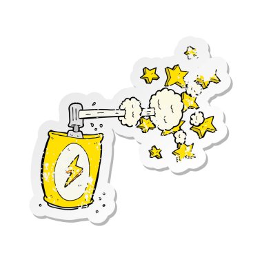 bir çizgi film aerosol Retro sıkıntılı etiket