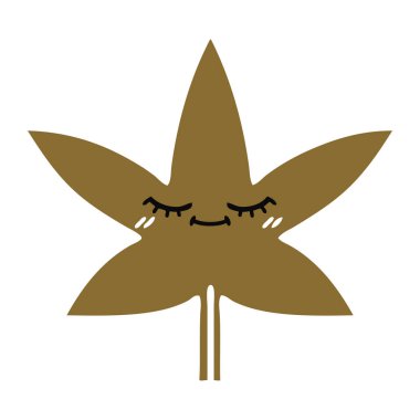 düz renk sonbahar yaprak retro çizgi film