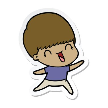 bir mutlu çizgi film çocuk etiket