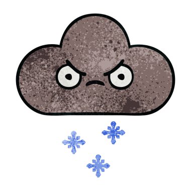 Retro grunge doku karikatür bir fırtına kar bulut