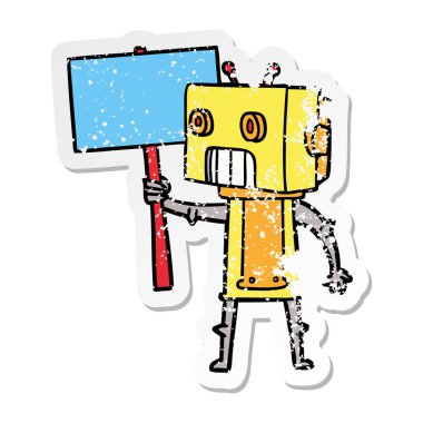bir çizgi film robot sıkıntılı etiket