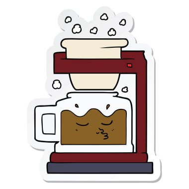 bir çizgi film kahve makinesi Sticker