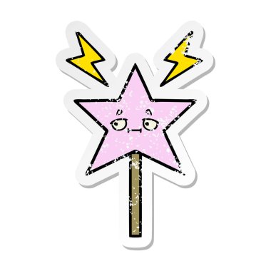 sevimli çizgi sihirli değnek sıkıntılı etiket