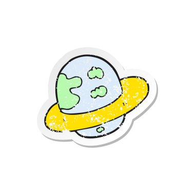 bir çizgi film gezegenin Retro sıkıntılı etiket